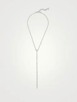 18K Gold Infinity Station Lariat Necklace With Diamonds