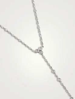 18K Gold Infinity Station Lariat Necklace With Diamonds