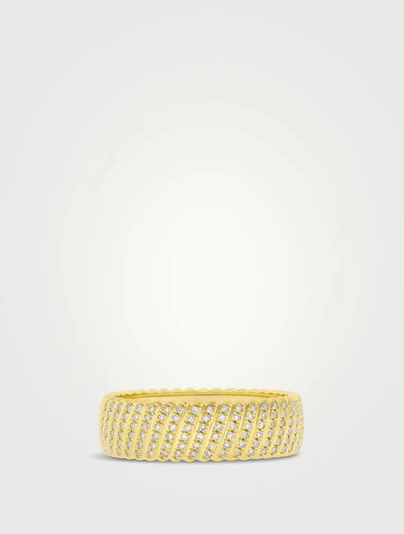 14K Gold Jumbo Twist Ring With Diamonds