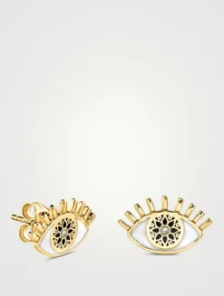 14K Gold Kaleidoscope Eye Stud Earring With Diamond