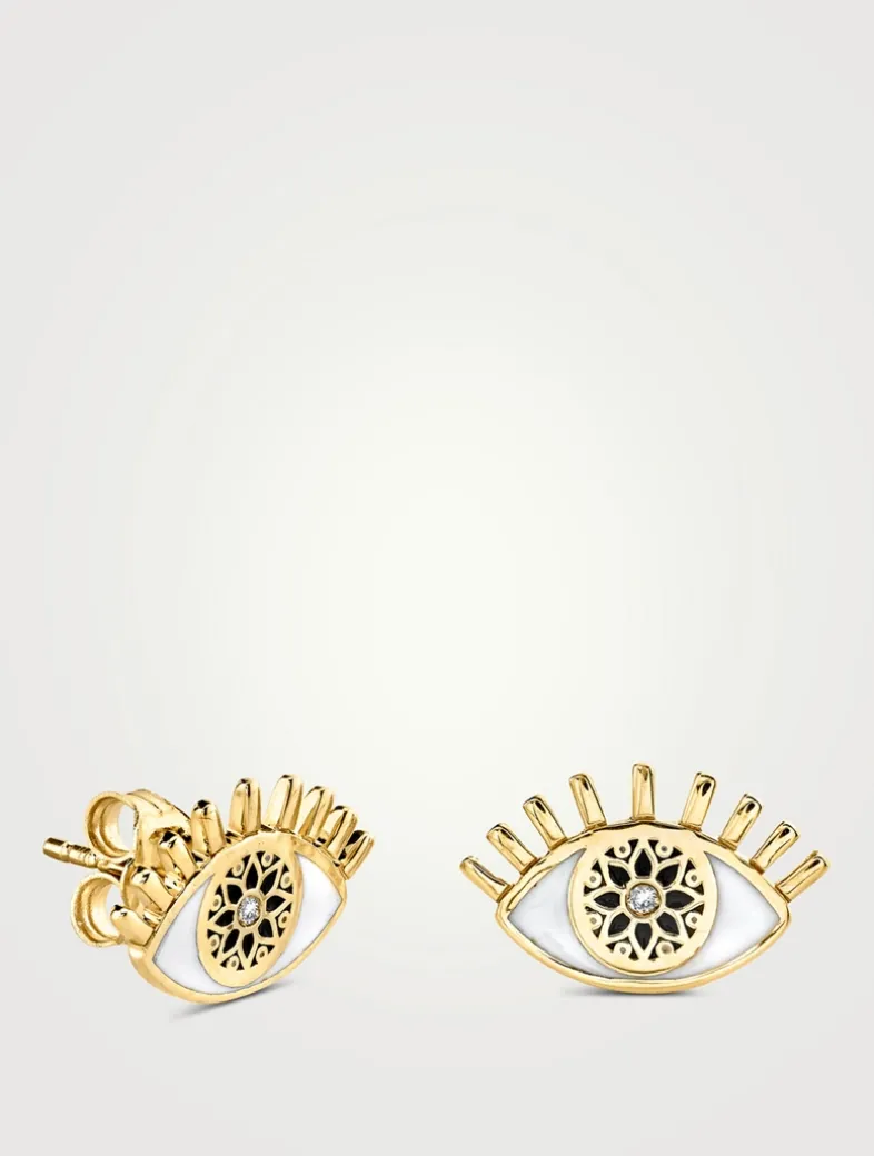 14K Gold Kaleidoscope Eye Stud Earring With Diamond