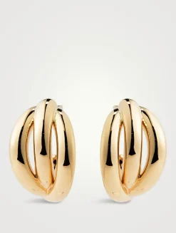 14K Gold Knot Huggie Earrings