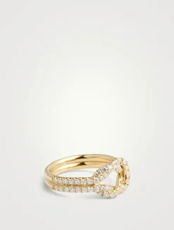 18K Gold Knot Ring With Diamonds