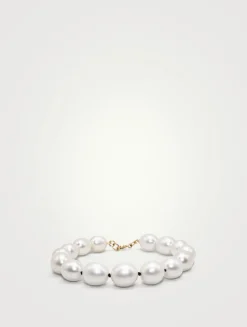 14K Gold Knotted Baroque Pearl Bracelet