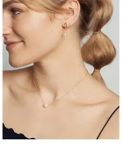 14K Gold Large Pearl Solitaire Necklace