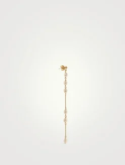 14K Gold Long Spaced Baby Pearl Earrings