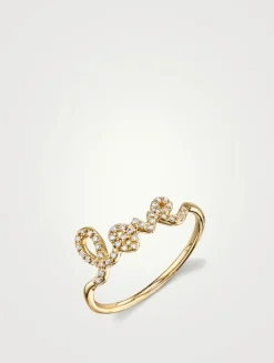 14K Gold Love Ring With Diamonds