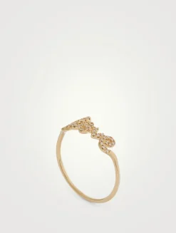 14K Gold Love Script Ring With Diamonds