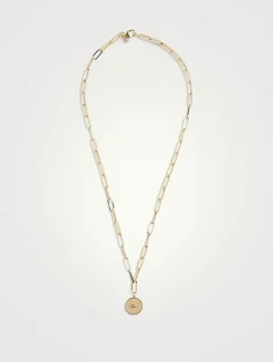 14K Gold Marquis Eye Coin Necklace