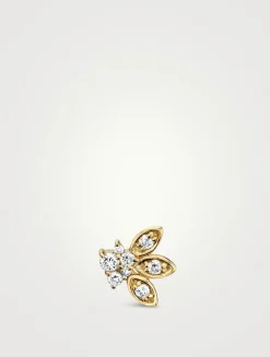 14K Gold Marquis Petals Stud Earring With Diamonds