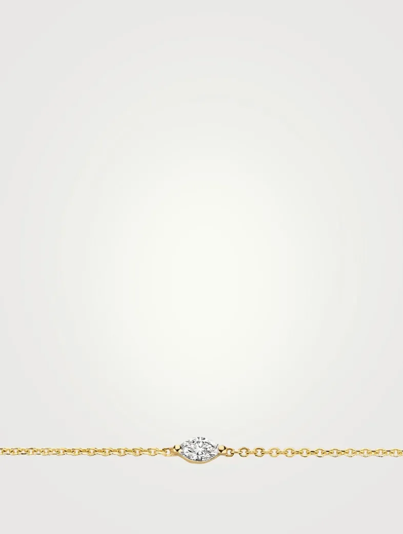 18K Gold Marquise Drop Chain Bracelet
