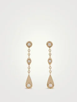 14K Gold Marquise Teardrop Earrings With Diamonds