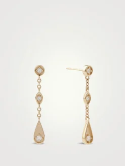 14K Gold Marquise Teardrop Earrings With Diamonds