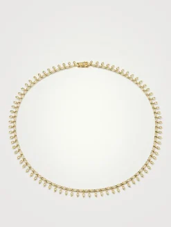 14K Gold Marquise-Eye Fringe Necklace With Diamonds