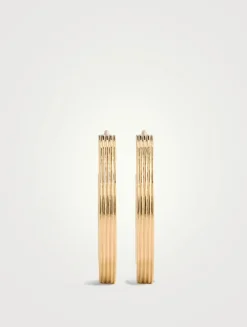 14K Gold Medium Fluted Hoops Earrings