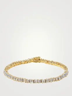 18K Gold Mini Classic Diamond Baguette Tennis Bracelet