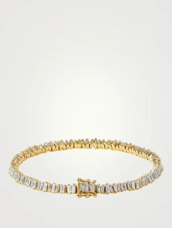 18K Gold Mini Classic Diamond Baguette Tennis Bracelet