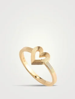 14K Gold Mini Fluted Heart Ring