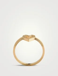 14K Gold Mini Fluted Heart Ring