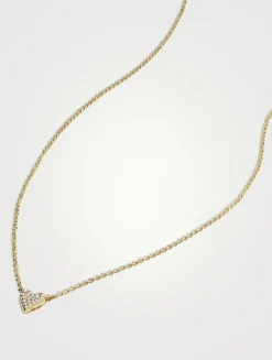 14K Gold Mini Heart Pavé Diamond Necklace