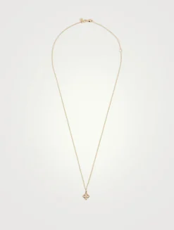14K Gold Mini Moroccan Charm Necklace With Diamonds