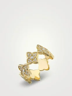 14K Gold Moroccan Flower Eternity Ring With Diamonds