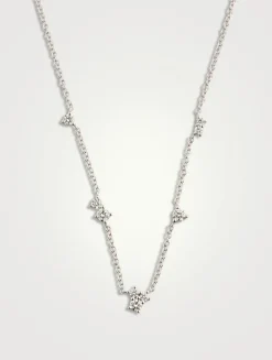 14K Gold Multi Diamond Cluster Necklace