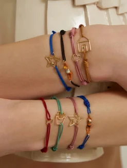 9K Gold Nadadora Rayada Enamel Cord Bracelet