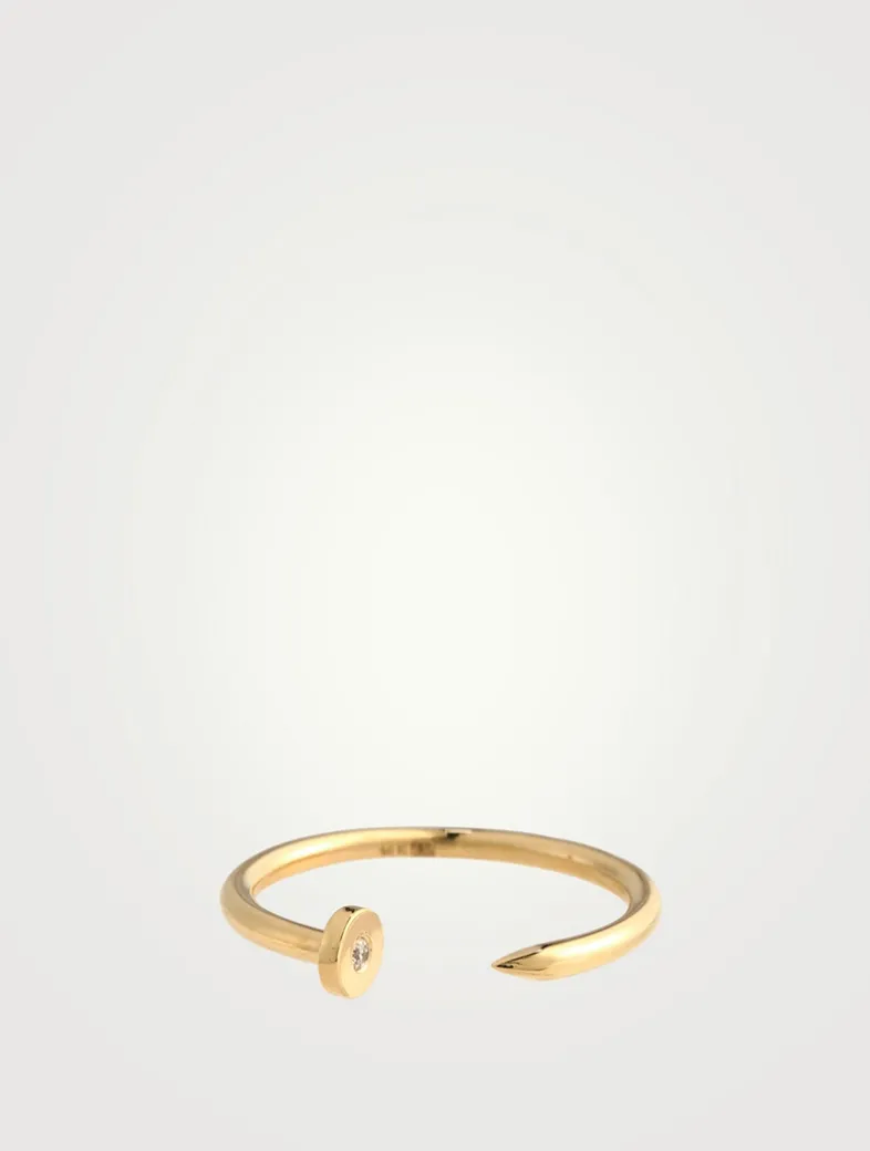 14K Gold Nail Ring With Diamond