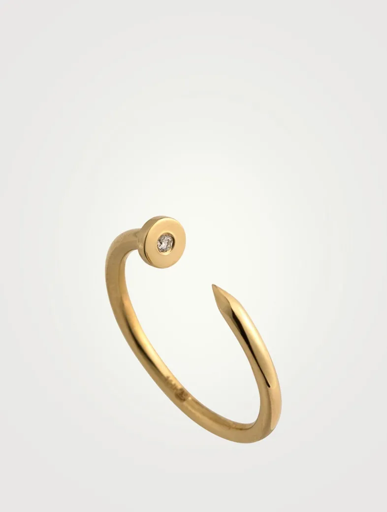 14K Gold Nail Ring With Diamond