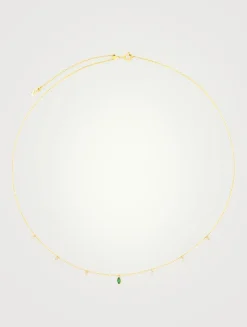 14K Gold Necklace With Diamond And Tsavorite