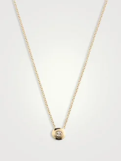 14K Gold Oval Diamond Necklace