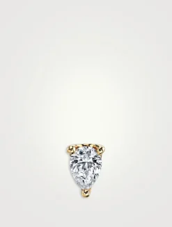 18K Gold Pear Diamond Stud Earring