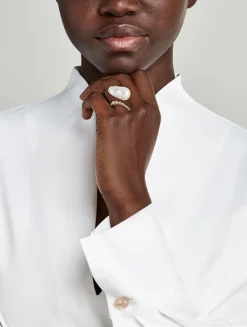 14K Gold Pearl And Diamond Ring