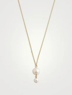14K Gold Pearl Drop Necklace