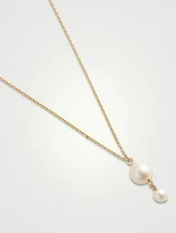 14K Gold Pearl Drop Necklace