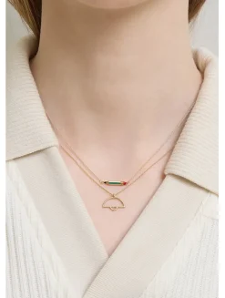 9K Gold Pencil Enamel Pendant Necklace