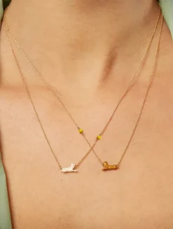 9K Gold Perrito Pelota Pendant Necklace