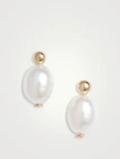 14K Gold Petite Oval Pearl Stud Earrings