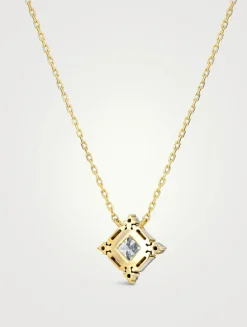 18K Gold Princess Midi Diamond Pendant Necklace