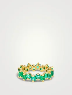18K Gold Princess Milli Emerald Eternity Band