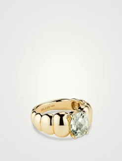 14K Gold Puffy Charlotte Gemstone Ring