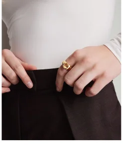 14K Gold Puffy Charlotte Gemstone Ring