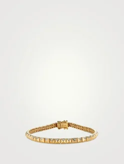 14K Gold Pyramid Link Chain Bracelet