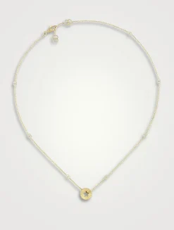 18K Gold Round Pendant And Star Necklace