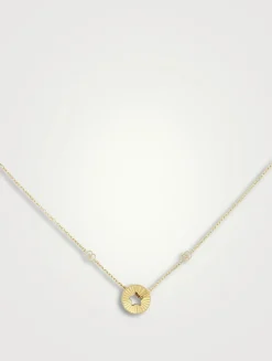 18K Gold Round Pendant And Star Necklace