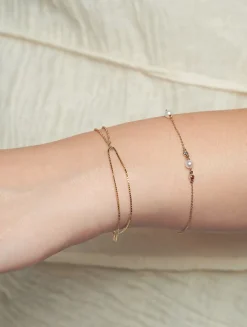 14K Gold Ruby Pearl Diamond Bracelet