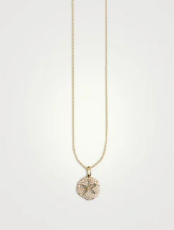 14K Gold Sand Dollar Pendant Necklace With Diamonds