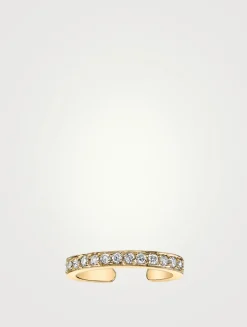 18K Gold Single Row Ear Cuff With Diamonds