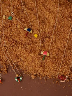 9K Gold Sombrilla Paleta Pendant Necklace